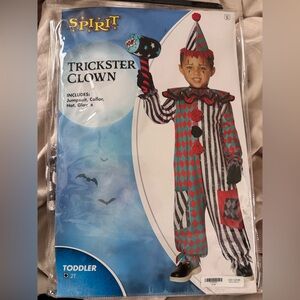 Spirit Trickster Clown Costume - Red, Black, Teal